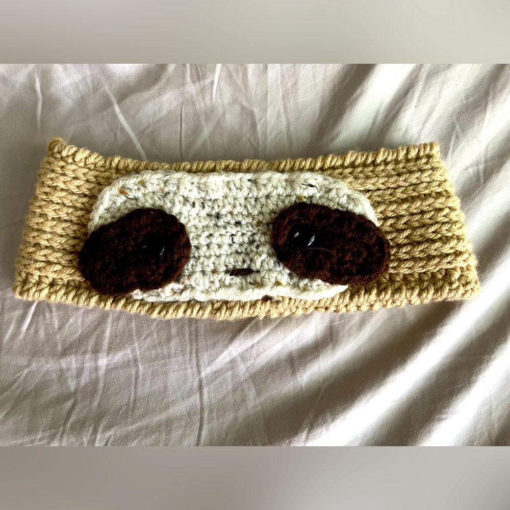 Brand New Handcrafted Sloth Knitted Headband Head Warmer